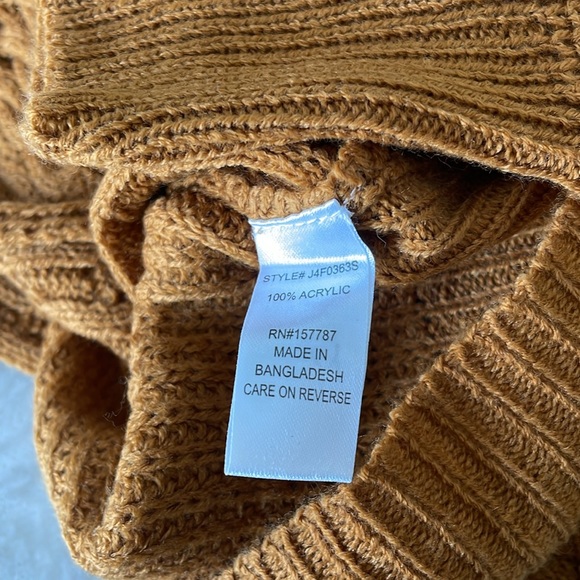 NWT cinnamon brown caramel gingerbread highlow knot front v neck cropped sweater - Picture 5 of 10